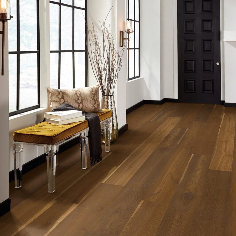 Entry with rich brown Fabrica Chateau Rouze hardwood